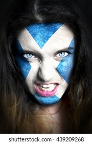 Painted Face With Flag Of Scotland
