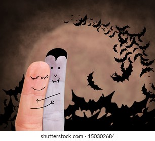 Painted Finger Concept Love Between Vampire And Human
