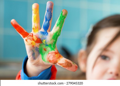 A Painted Hand Of A Little Girl