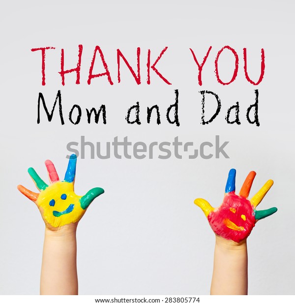 Painted Hands Little Child Thank You Stock Photo (Edit Now) 283805774