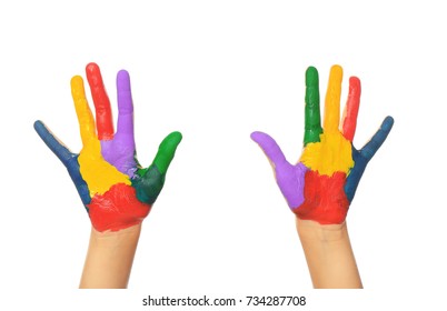 Painted Hands On White Background Stock Photo 734287708 | Shutterstock