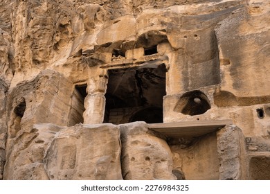 Painted House Biclinium Exterior in Little Petra or Siq Al-Barid, Jordan
