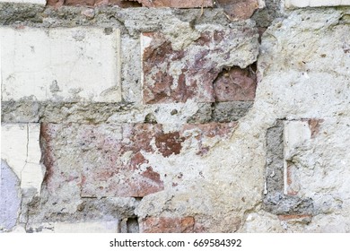 Painted the old red wall - Shutterstock ID 669584392