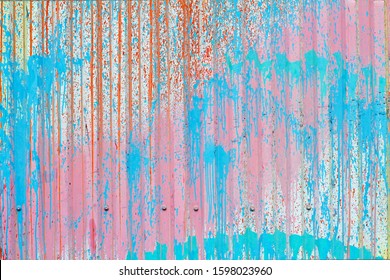 Painted profiled sheet coating with multicolored splashes as background or texture