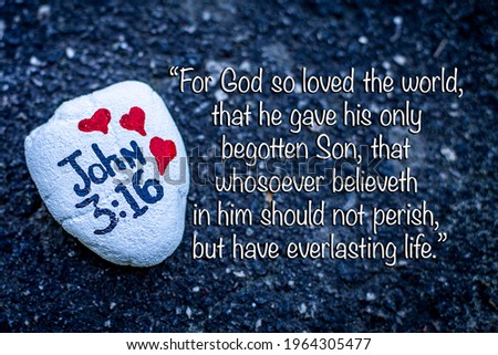 Painted rock with the Bible verse John 3 16