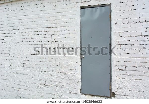 Painted Steel Door White Brick Building Stock Image Download Now
