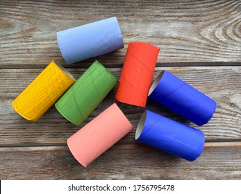 Painted toilet paper rolls