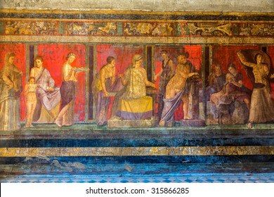 Painted Wall  In Pompeii City  Destroyed  In 79BC By The Eruption Of Mount Vesuvius