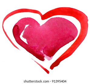 Painted watercolor heart - Powered by Shutterstock