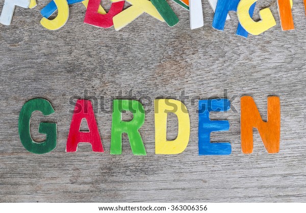 Painted Wood Letters Garden Word On Stock Photo Edit Now 363006356