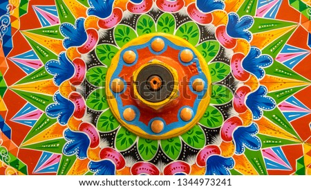 Painted wooden wheel from a traditional Costa Rican  ox cart
