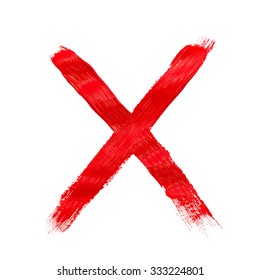 Painted X mark isolated on white