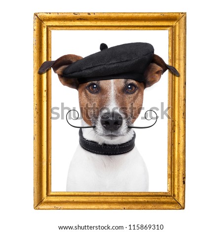painter artist frame  dog