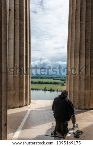 Similar – Foto Bild Pärchen sitzt Arm in Arm und genießt den Ausblick