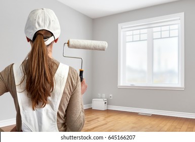 Painter Woman With Painting Roller