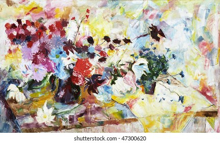 Painting, the big bouquet of flowers