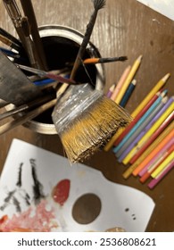 Painting brush on the table