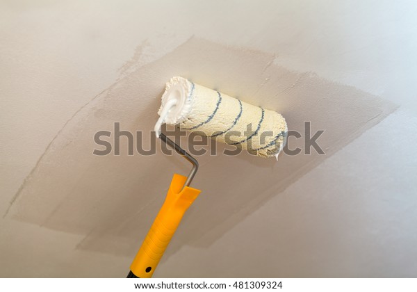 Painting Ceiling Roller White Paint Stock Photo Edit Now