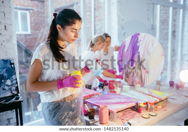 Painting Concept Female Paintner Artist Pouring Stock Photo 1482135140 ...