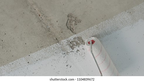 Painting Concrete Ceiling Into White With Roller