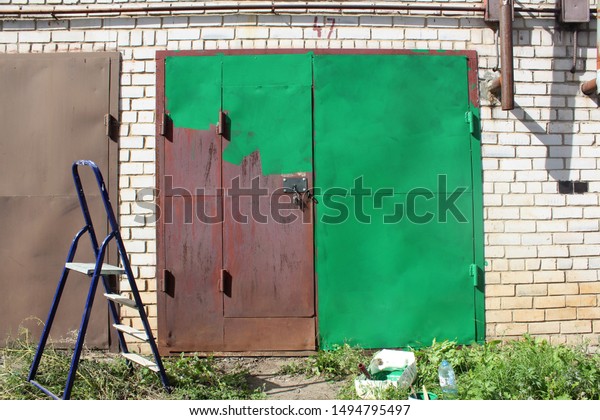 Painting Garage Door Summer Time Stock Photo Edit Now 1494795497