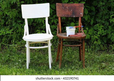 Painting Restoration Old Chair Before After Stock Photo 432190741   Painting Restoration Old Chair Before 260nw 432190741 