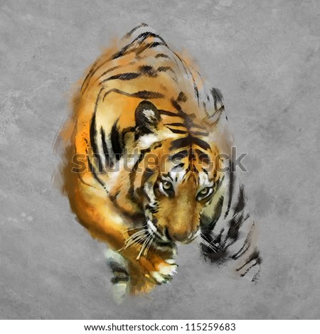 painting a tiger on the wall