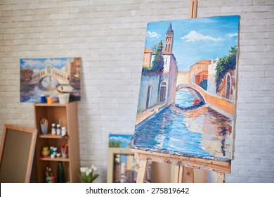 Painting of Venetian street on canvas