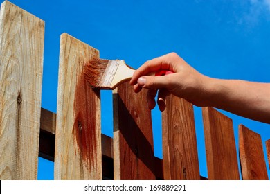 Painting Wooden Fence With Brown Paint