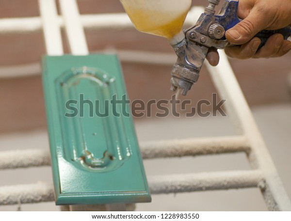 Painting Wooden Parts Painting Chamber Spray Stock Photo 1228983550 ...