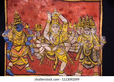 Gemälde an der Decke, Brihadishvara-Tempel, ein UNESCO-Welterbe, bekannt als die Tempel der großen lebendigen Chola, Thanjavur, Tamil Nadu, Indien