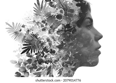 Paintography. Expressive Monochromatic Portrait Of A Young Woman