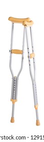 A Pair Of Aluminum Crutches Isolated On White