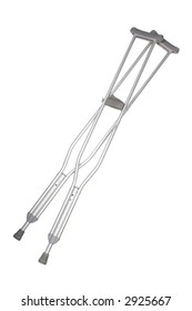 A Pair Of Aluminum Crutches Isolated On White