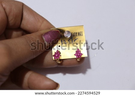 Pair Of Antique Gold Plated Green Colour Stone Drop Earrings Hyderabd,India