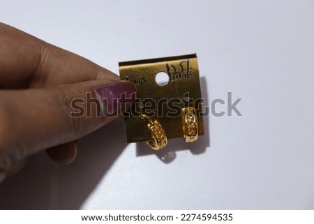 Pair Of Antique Gold Plated Green Colour Stone Drop Earrings Hyderabd,India