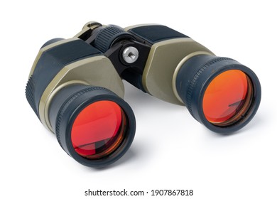 Pair of binoculars isolated on white background