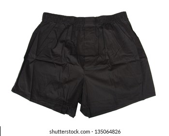 A Pair Of Black Boxer Shorts Isolated On White Background