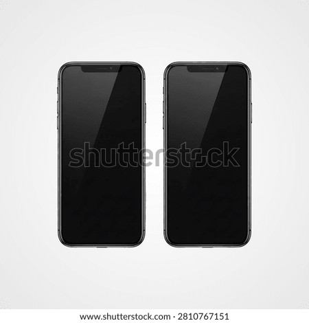 Pair of black smartphone cases with cutouts on white background