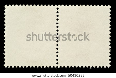 Pair of Blank Postage Stamps Framed by Black Border