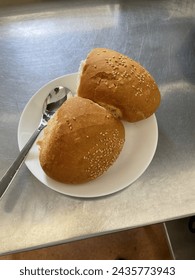 Pair of bread in plate for breakfast