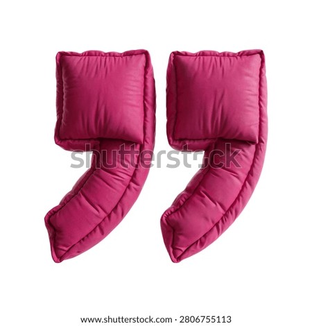 Pair of bright pink inflatable quotation marks with quotation inflatable punctuation isolated background minimalist inflated material lighting contemporary