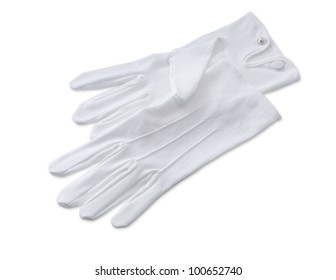 a pair of butlers white gloves isolated on white with clipping path
