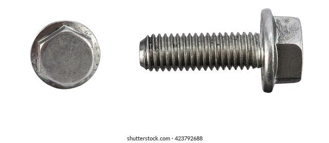 Pair car wheel bolts isolated white