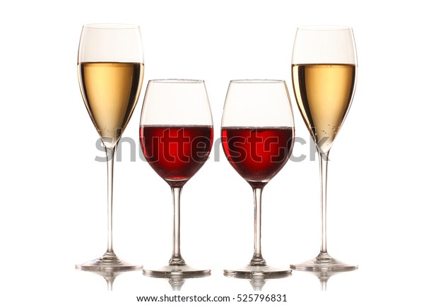 red champagne flutes