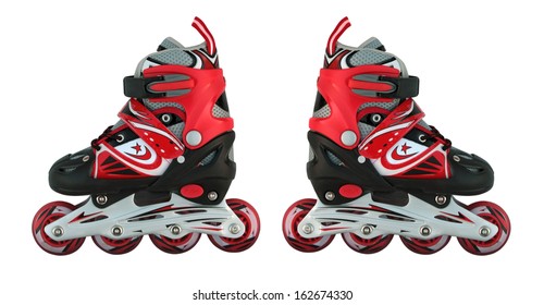A pair of children's roller skates isolated on whit