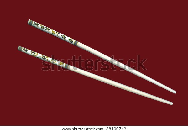 Pair Decorate White Chopsticks Isolated On Stock Photo Edit Now