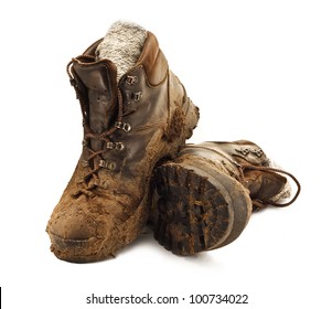 muddy hiking boots