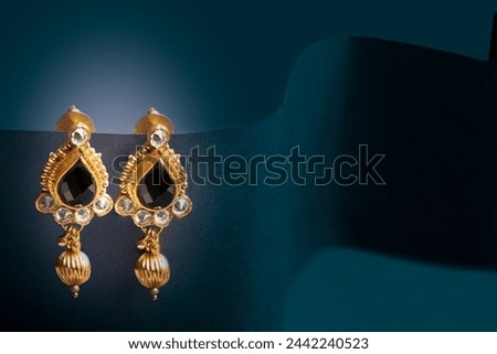 Pair of ear ring. Creative style photo of ear rings