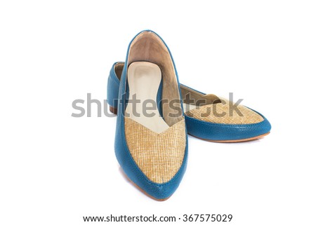 Pair of female shoe on white background